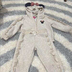 GUC DISNEY MINNIE Kids Beige two piece track suit  with Mouse Ears size 3t